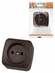 Розетка 2П открытой установки IP20 10А, венге "Дача" Народная Розетка 2П открытой установки IP20 10А, венге "Дача" Народная
