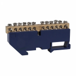 Шина нулевая 100А 6х9 12-отверстий изолятор на din-рейку синий OptiKit КЭАЗ (1/20)