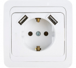 Розетка 1гн с З/К+2хUSB с/у белый 16А 2047 CLASSICO IN HOME (1/10/200)