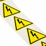 Знак "Молния" в рулоне винил желтый, 100мм, треугольник