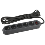 Сетевой фильтр 5гн с З/К 5м с выкл черный 10А ПВС 3x0,75 USF-5es-5m-B ЭРА (1/20) Сетевой фильтр 5гн с З/К 5м с выкл черный 10А ПВС 3x0,75 USF-5es-5m-B ЭРА (1/20)