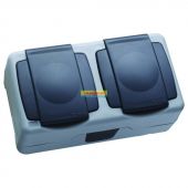 Розетка 2гн с З/К с крыш. о/у серый 16А IP44 Nemliyer Makel (1/6/60)