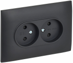 Розетка 2гн без З/К шторки с/у титан в сборе 10А SK-R09T SKANDY IEK (1/10/100)