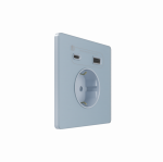 Systeme Infinity, Розетка С/У с ЗК и зар.устр.USB А+С 20Вт (250В, 16А, защит.шторки), Стальное небо Systeme Infinity, Розетка С/У с ЗК и зар.устр.USB А+С 20Вт (250В, 16А, защит.шторки), Стальное небо