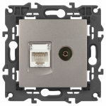 Розетка ЭРА Elegance 14-3110-16 RJ45+TV, титан Розетка ЭРА Elegance 14-3110-16 RJ45+TV, титан