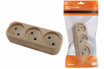 Колодка розеточная 3 гнезда 2П б/з 10А 250В "Эко" (сосна) TDM Колодка розеточная 3 гнезда 2П б/з 10А 250В "Эко" (сосна) TDM