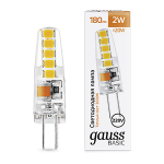 Лампа Gauss Basic G4 AC220-240V 2W 180lm 3000K силикон LED 1/20/200