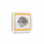 Розетка 1гн с З/К с/у белый вставка золото 16А Mimoza Makel (1/12/120)