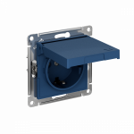ATLASDESIGN РОЗЕТКА с заземл. со шторк. с крышкой, 16А, IP20, механизм, АКВАМАР