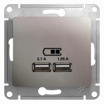 Розетка 2гн USB+USB с/у платина механизм Glossa Systeme Electric (1)