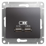 Розетка 2гн USB+USB с/у графит механизм Glossa Systeme Electric (1)