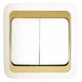 Выключатель 2кл с подсв с/у бел вставка золото IP20 Mimoza Makel (1/12/120) Выключатель 2кл с подсв с/у бел вставка золото IP20 Mimoza Makel (1/12/120)