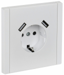Розетка 1гн с З/К+2хUSB A+A шторки с/у белый винт.клем 3,1А 16А FP245 FORTE&PIANO IEK (1/10/100)