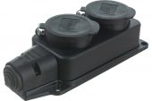 Колодка 2гн с З/К черная каучук с крышкой переносная РП 16-232 SVET (1/26)