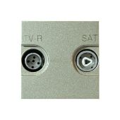 Оконечная розетка 2 выход. мех-м с накладкой tv-fm-sat (tv-r-sat) скрыт. уст-ки шампань Zenit ABB Оконечная розетка 2 выход. мех-м с накладкой tv-fm-sat (tv-r-sat) скрыт. уст-ки шампань Zenit ABB