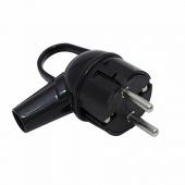 Вилка угловая с кольцом с З/К черная 16А Makel (1/100)