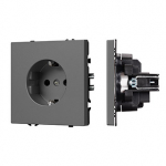 ARL NOBE Розетка зк со шторками софт-тач серый базальт SCT-MEU-SFPL-GR (250V, 16A) (Arlight, -)