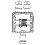 Ex клеммная коробка из алюминия: 1Ex e IIC Т5 Gb / Ex tb IIIB T95°C DbIP66: Клеммы 4 кв.мм -5 шт.: А, С: ввод D10,5-18мм под небронированныйкабель в м