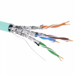 Кабель витая пара кат. 6A экранированный U/FTP, 4 пары, нг(А)-LSLTx, цвет внешней оболочки аква, катушка 500 м