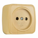 Розетка 1гн без З/К о/у светлое дерево 10А IP20 Минск EKF (12/240)