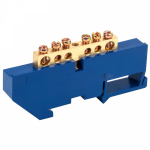 Шина "N" нулевая с синим изолятором на DIN-рейку 6x9мм стойка бол. 6 групп REXANT