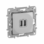 Розетка 2гн USB+USB с/у алюминий механизм Etika Legrand Розетка 2гн USB+USB с/у алюминий механизм Etika Legrand