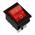 Выключатель клавишный 250V 15А (6с) ON-ON красный с подсветкой (1шт/упак) REXANT (1/1/200)