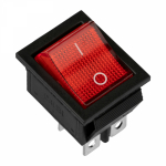 Выключатель клавишный 250V 16А (4с) ON-OFF красный с подсветкой (1шт/упак) REXANT (1/1/200)