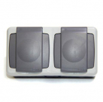 Makel IP55 сер блок розетка с крышкой 2-ая (пруж.заж.)