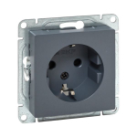 Механизм розетки, 16А, с заземлением, со шторками, графит Эпика EKF