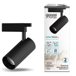 Светильник трековый цилиндр 20Вт 1650Лм 4000K 180-240В IP20 65*210мм черный угол 24º LED Gauss 1/40 Светильник трековый цилиндр 20Вт 1650Лм 4000K 180-240В IP20 65*210мм черный угол 24º LED Gauss 1/40