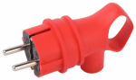 Вилка ЭРА VX12-R-IP44 каучуковая c заземлением 16А IP44 с кольцом угловая красная