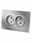 Розетка двойная 2П 10А 250В серебр. металлик "Сенеж" TDM Розетка двойная 2П 10А 250В серебр. металлик "Сенеж" TDM
