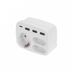 Тройник электрический 16А с/з + 2x2,5А + 3xUSB-A 2,4А + USB Type-C 3А, белый REXANT