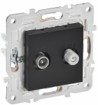 Розетка 2гн ТВ+спутник TV+SAT с/у черный механизм SK-A13Bl SKANDY IEK (1/10/100)