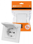 Розетка 2П+З 16А 250В IP44 с защ. шт. с крышкой белая "Сенеж" TDM Розетка 2П+З 16А 250В IP44 с защ. шт. с крышкой белая "Сенеж" TDM