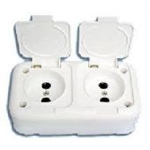 Розетка 2гн без З/К с крыш. о/у белый 16А IP44 Беларусь (1/35) Розетка 2гн без З/К с крыш. о/у белый 16А IP44 Беларусь (1/35)