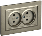 Розетка 2гн без З/К шторки с/у шампань в сборе 10А РСш12-2-БрШ BRITE IEK (10/100)