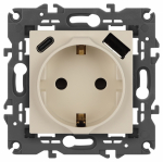 Розетка ЭРА Elegance 14-4108-02 2P+E 16A-250В со шторками с USB type-A+C 5В-3А слоновая кость