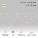 Гирлянда Айсикл (бахрома) 4,8х0,6м, белый провод, 220В, диоды тепло-белые, Neon-Night Гирлянда Айсикл (бахрома) 4,8х0,6м, белый провод, 220В, диоды тепло-белые, Neon-Night