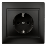Розетка Intro Plano 1-206-05 с заземлением 2P+E Schuko со шторками, 16А-250В, IP20, СУ, антрацит Розетка Intro Plano 1-206-05 с заземлением 2P+E Schuko со шторками, 16А-250В, IP20, СУ, антрацит