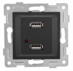 GUSI Ugra МЕХАНИЗМ розетки USB, двойной, скрытая установка. Цвет графит. GUSI Ugra МЕХАНИЗМ розетки USB, двойной, скрытая установка. Цвет графит.