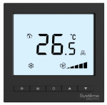 Термостат комнатный цифровой, О/Н/В/А для 4тр 3ск FCU и 2-поз.клап, 1UI 5DO Modbus ~230В чер BS