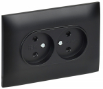 Розетка 2гн без З/К шторки с/у черный в сборе 10А SK-R09Bl SKANDY IEK (1/10/100)