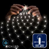 Светодиодная сетка Rich LED 2*1.5 м, белая,202 LED, 220 B, прозрачный провод, колпачок Светодиодная сетка Rich LED 2*1.5 м, белая,202 LED, 220 B, прозрачный провод, колпачок