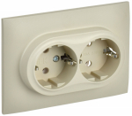 Розетка 2гн с З/К с/у крем в сборе 16А SK-R08B SKANDY IEK (1/10/100)