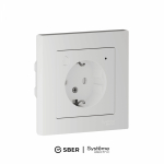 Розетка 1гн с З/К шторки с/у белый в сборе 16А SMART Zigbee AtlasDesign Systeme Electric
