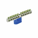 Шина "N" нулевая 6х9мм 12/1 (12 групп/крепеж по центру) с одним угловым изолятором (10 шт/уп) Промрукав