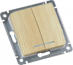 Выкл 2-клавиш. с подсветкой LED мех-м с накладкой 10А 250В с/у дерево глянц. IP20 HEGEL Выкл 2-клавиш. с подсветкой LED мех-м с накладкой 10А 250В с/у дерево глянц. IP20 HEGEL