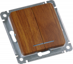 Выкл 2-клавиш. с подсветкой LED мех-м с накладкой 10А 250В с/у дерево глянц. IP20 HEGEL Выкл 2-клавиш. с подсветкой LED мех-м с накладкой 10А 250В с/у дерево глянц. IP20 HEGEL